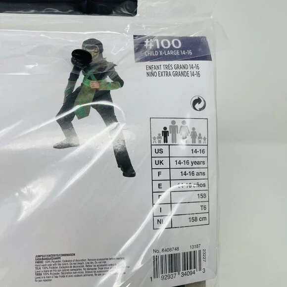 Dragon Ninja Youth Child Boys Size XL 14-16 Halloween Dress Up Costume FLAW - Picture 7 of 10